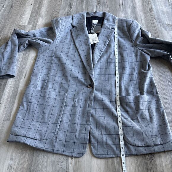 NWT A New Day Long Windowpane Black And Grey One Button Blazer XXL - Picture 9 of 11